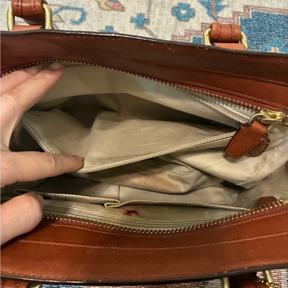 Coach Brown Leather Satchel with Gold Hardware - Picture 12 of 13